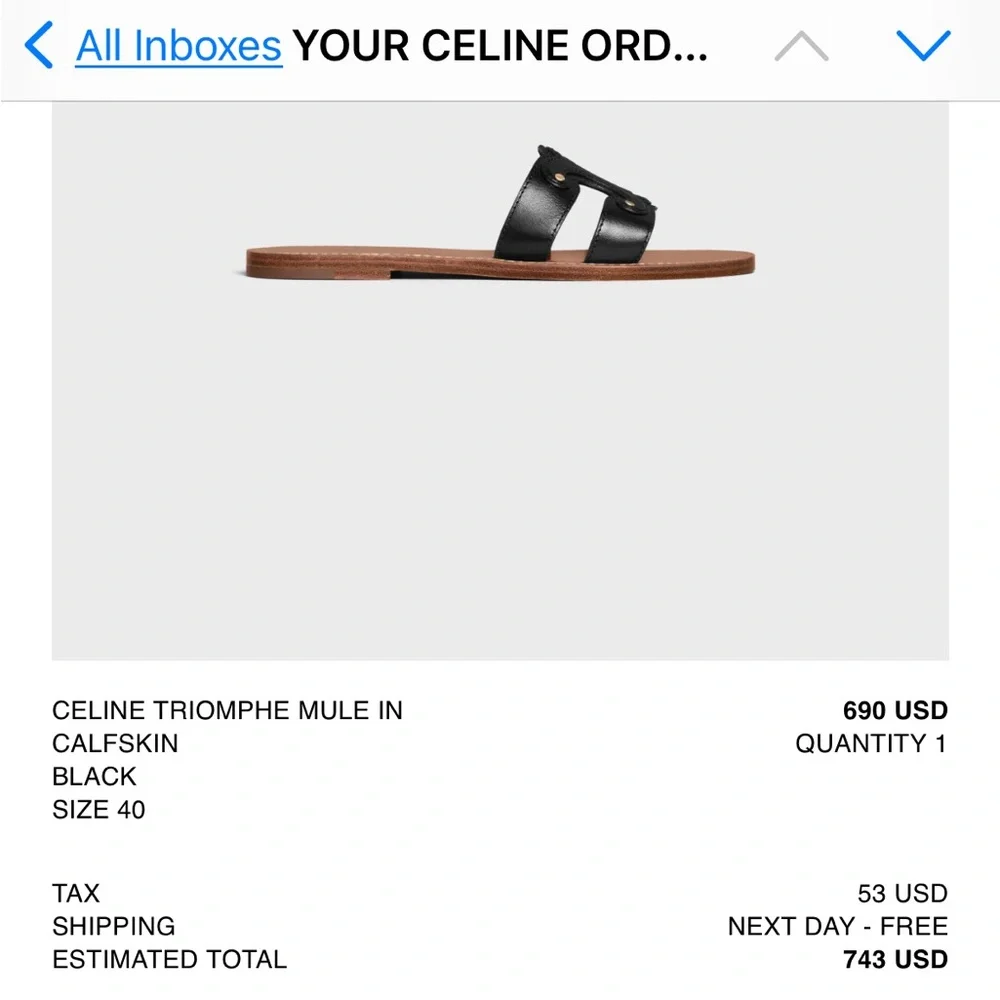 Celine Black Leather Slide Sandals - Picture 4 of 4